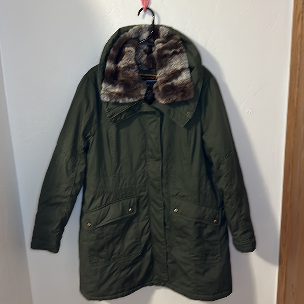Lady Von Hart olive quilted parka jacket XL